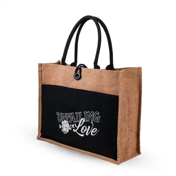 Jute Bag with Canvas Pocket