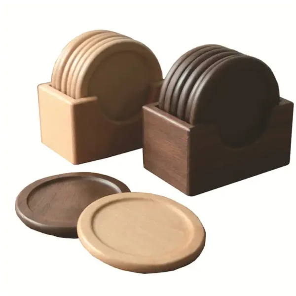 Round Wooden Coasters – Set of 6 - Image 2