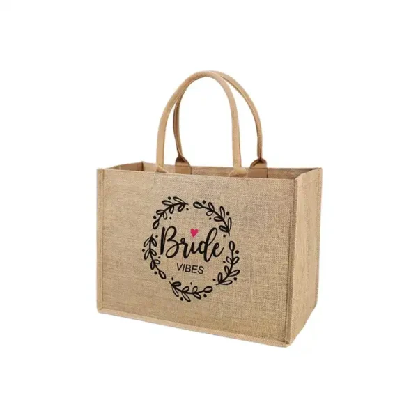 Jute Bag with Canvas Pocket - Image 2