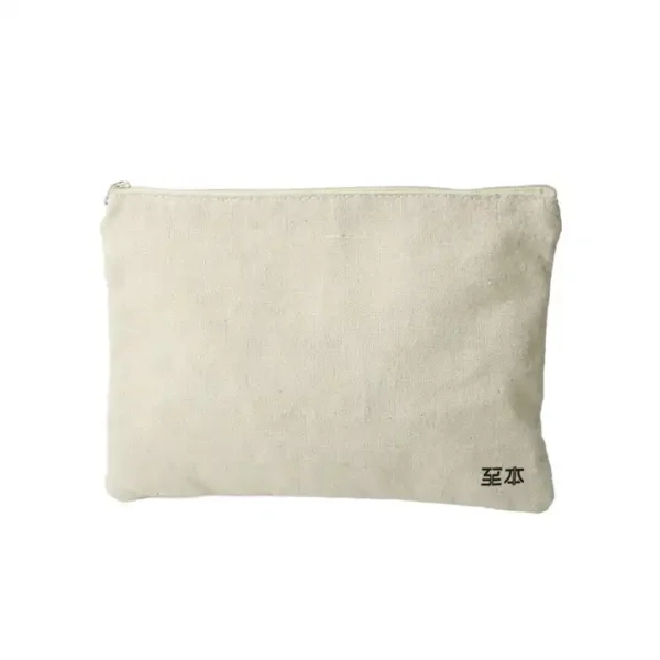 Jute and Cotton Zipper Pouch - Image 2