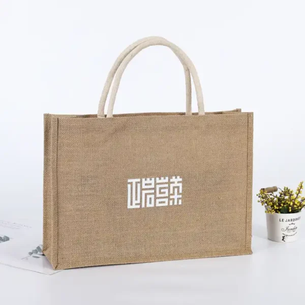 Canvas Jute Bag with Button - Image 4