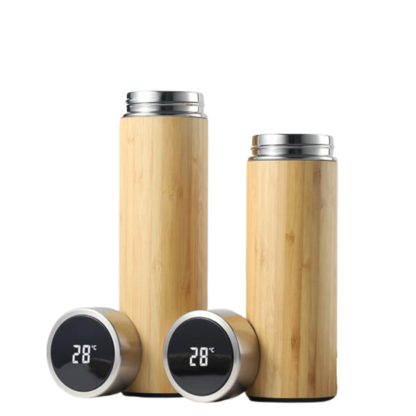 Bamboo Flask with Temperature Display - Image 2