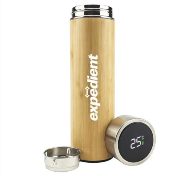 Bamboo Flask with Temperature Display - Image 3