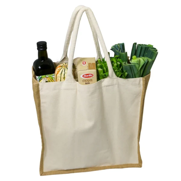 Jute and Cotton Tote Bag - Image 2